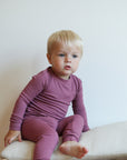 Mulberry Ribbed Solid 2 Piece Bamboo Pajama Set