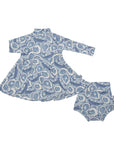 Blue Oyster Bamboo Turtleneck Twirl Dress