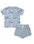 Blue Oyster Bamboo Varsity Short Set - T-shirt & Shorts