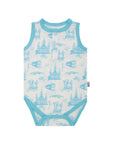 Blue Toile Bamboo Henley Onesie with Snaps