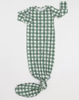 Green Gingham Bamboo Knotted Gown