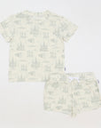 Sage Toile Bamboo Varsity Short Set - T-shirt & Shorts