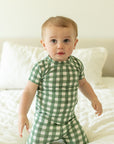 Green Gingham 2 Piece Bamboo Pajama Set