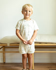 Sage Toile Bamboo Varsity Short Set - T-shirt & Shorts