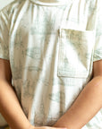 Sage Toile Bamboo Varsity Short Set - T-shirt & Shorts