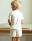 Sage Toile Bamboo Varsity Short Set - T-shirt & Shorts
