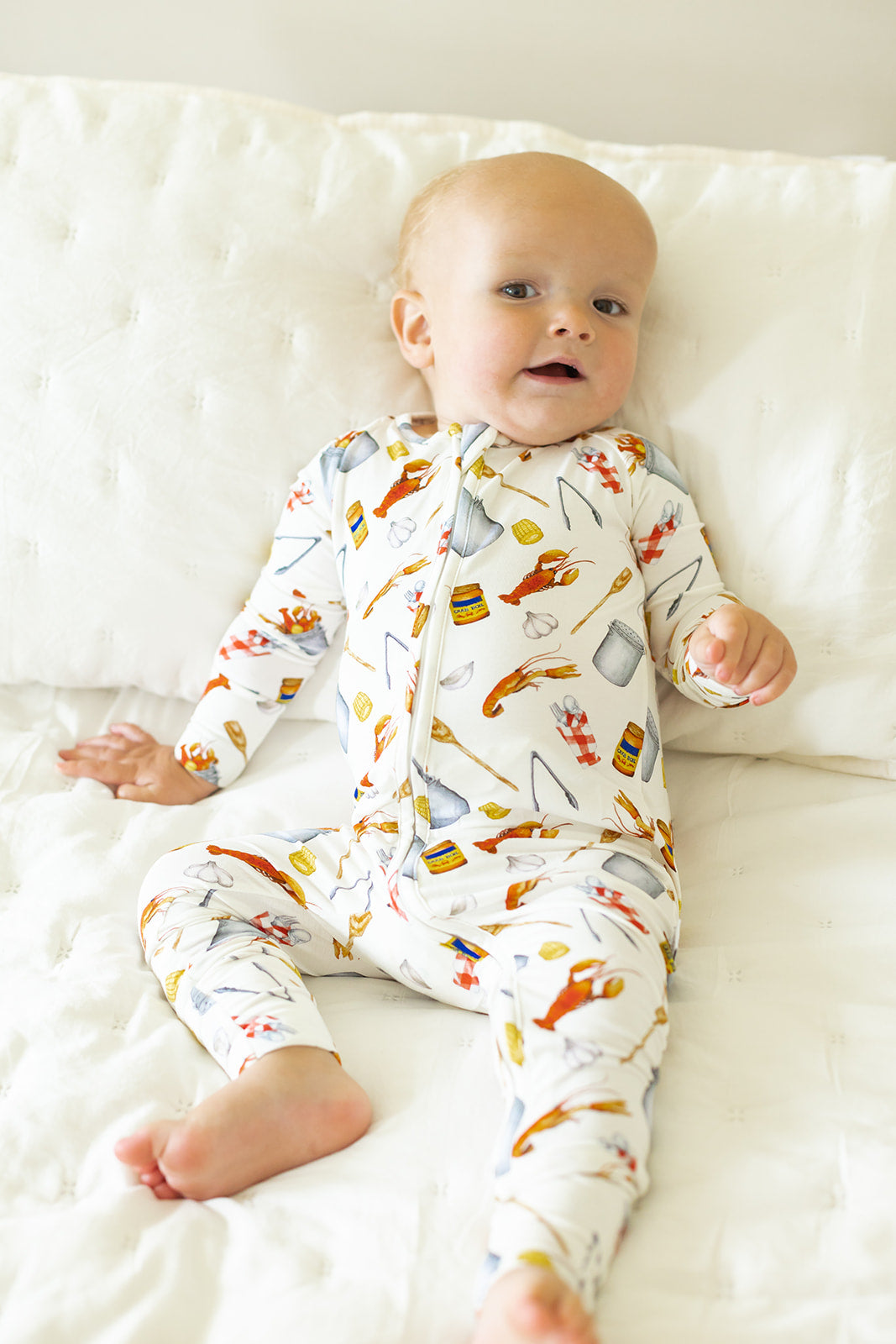 Zipper Baby Pajamas | Super Soft Viscose Bamboo | Crawfish Boil