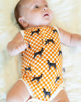 Coonhound Bamboo Henley Onesie with Snaps