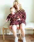 Maroon Bulldog Bamboo Womens Sweatshirt Set - Top & Bottom