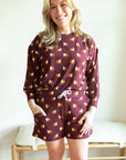 Maroon Bulldog Bamboo Womens Sweatshirt Set - Top & Bottom