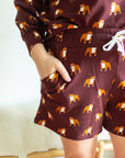 Maroon Bulldog Bamboo Womens Sweatshirt Set - Top & Bottom