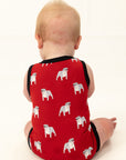 Red Bulldog Bamboo Henley Onesie with Snaps