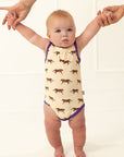 Purple Tiger Bamboo Henley Onesie with Snaps