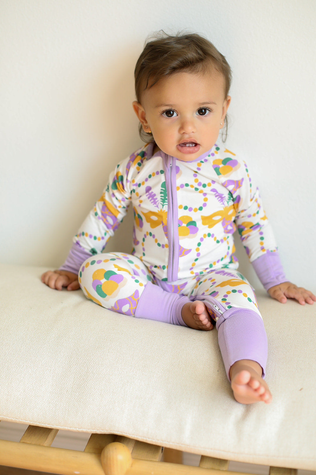 summer pajamas for infants Mardi Gras Double Zipper Bamboo Sleeper - Buttery Soft Bamboo Fabric - 2T