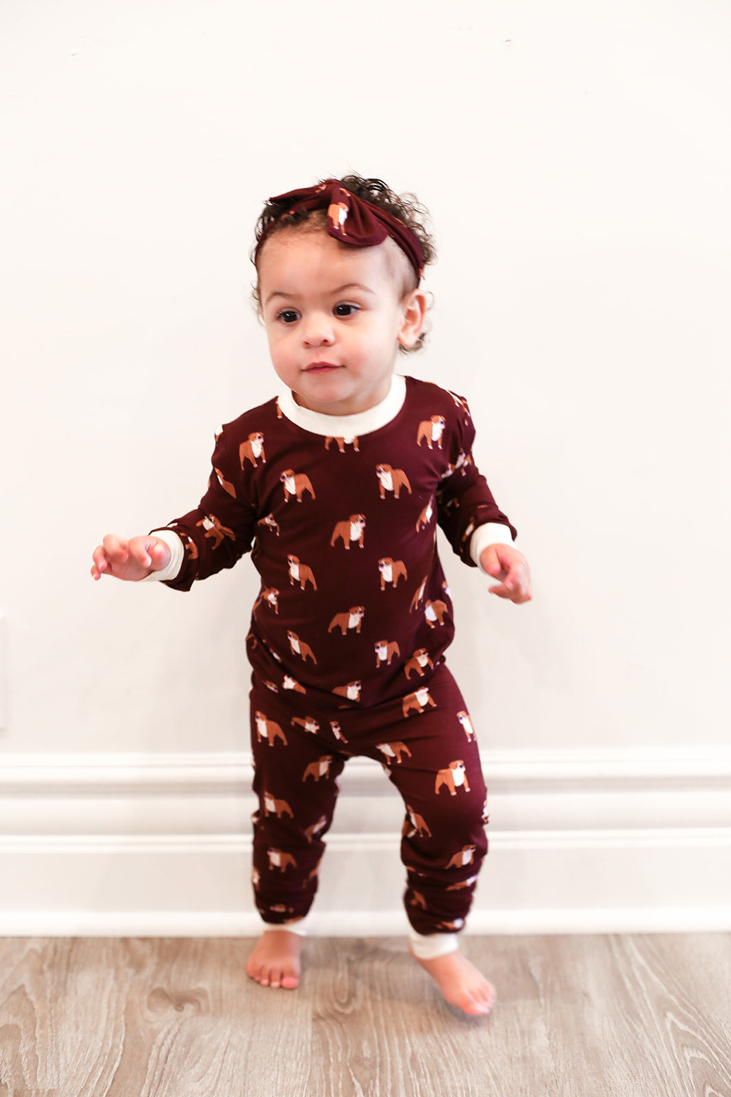 Maroon Bulldog 2 Piece Bamboo Pajama Set