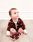 Maroon Bulldog Bamboo Lovie with Wooden Ring