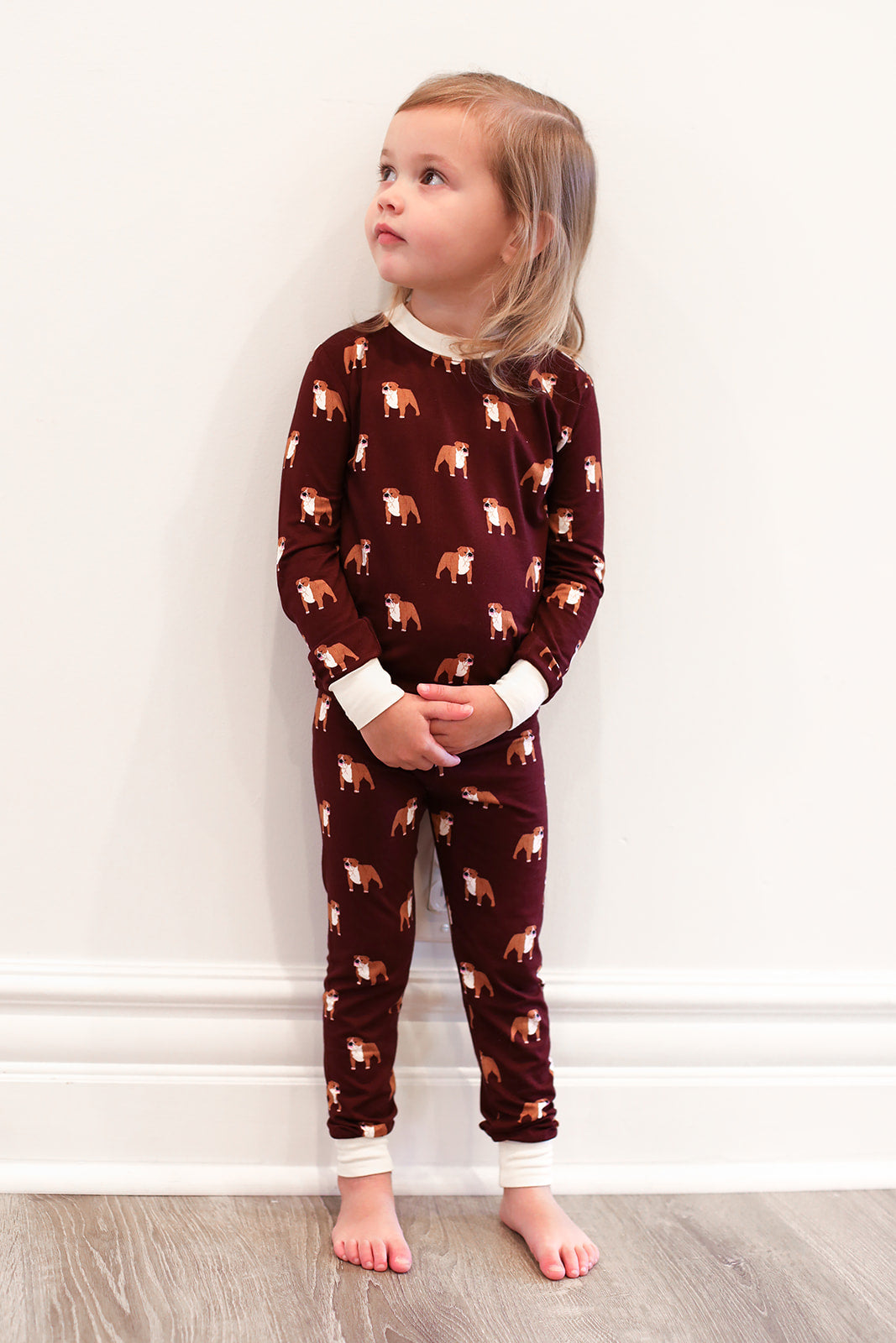 Maroon Bulldog 2 Piece Bamboo Pajama Set