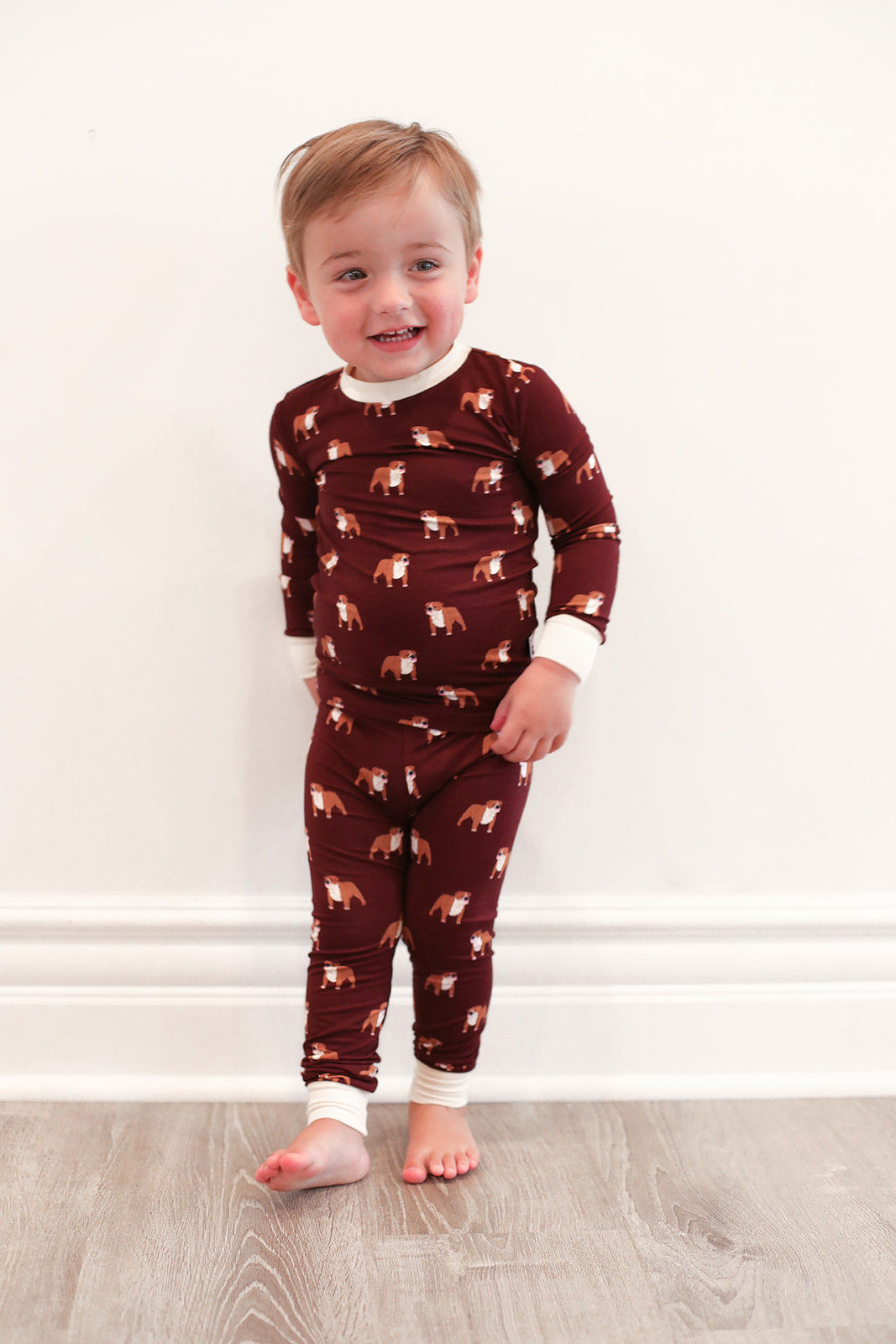 Maroon Bulldog 2 Piece Bamboo Pajama Set