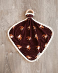 Maroon Bulldog Bamboo Lovie with Wooden Ring