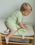 Keylime Ribbed Solid 2 Piece Bamboo Pajama Set