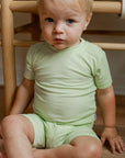 Keylime Ribbed Solid 2 Piece Bamboo Pajama Set