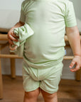 Keylime Ribbed Solid 2 Piece Bamboo Pajama Set