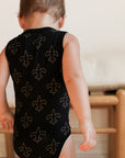 Fleur de lis Bamboo Henley Onesie with Snaps