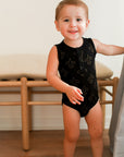 Fleur de lis Bamboo Henley Onesie with Snaps
