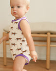 Purple Tiger Bamboo Henley Onesie with Snaps