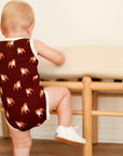 Maroon Bulldog Bamboo Henley Onesie with Snaps