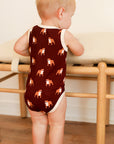 Maroon Bulldog Bamboo Henley Onesie with Snaps