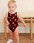 Maroon Bulldog Bamboo Henley Onesie with Snaps