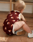 Maroon Bulldog Bamboo Henley Onesie with Snaps