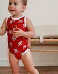 Elephant Bamboo Henley Onesie with Snaps