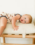 Navy Tiger Bamboo Henley Onesie with Snaps
