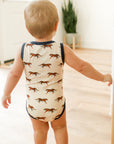 Navy Tiger Bamboo Henley Onesie with Snaps