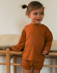 Pecan Solid Bamboo Lounge Set - Top & Bottom