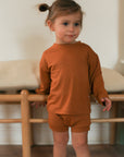 Pecan Solid Bamboo Lounge Set - Top & Bottom