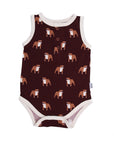 Maroon Bulldog Bamboo Henley Onesie with Snaps