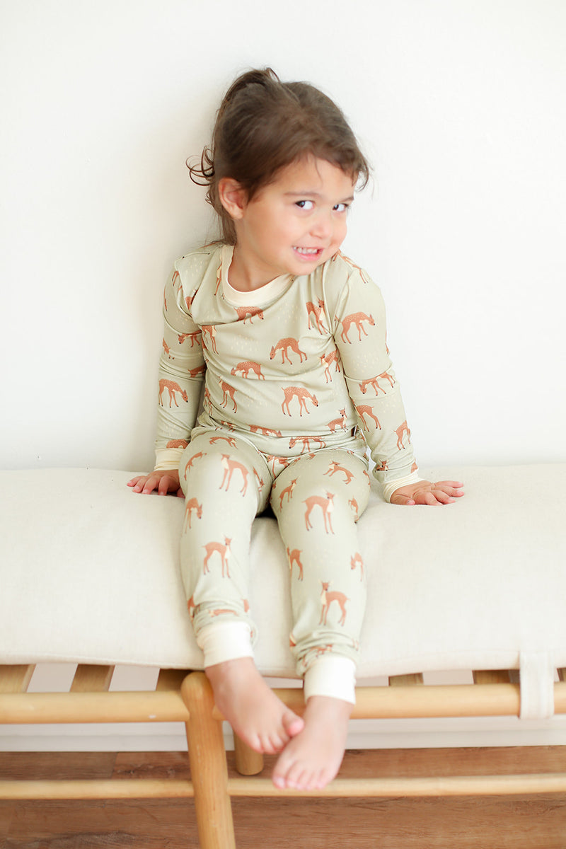 Southern Slumber Fawn Field Bamboo Pajama Set