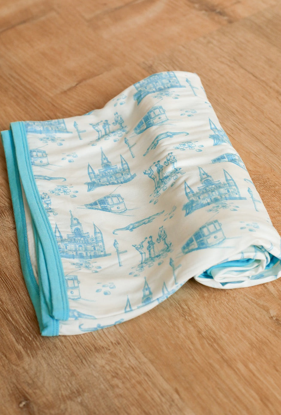 Blue Toile Bamboo Swaddle Blanket