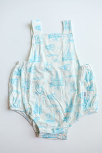 Blue Toile Bamboo Sun Bubble with Adjustable Straps