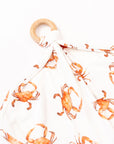 Orange Crab Bamboo Lovie with Wooden Ring