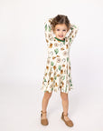 Western Bamboo Long Sleeve Twirl Dress