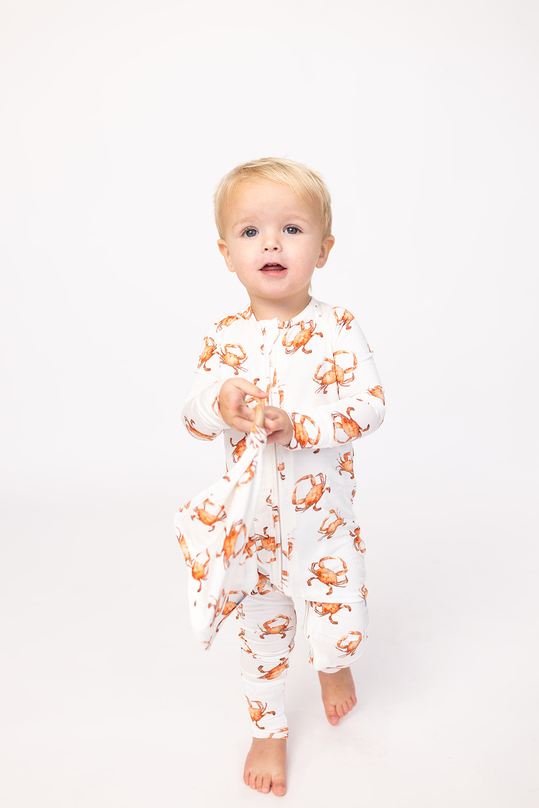 Zipper Baby Pajamas | Super Soft Viscose Bamboo | Orange Crab