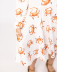 Orange Crab Bamboo Long Sleeve Twirl Dress