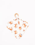 Orange Crab Bamboo Lovie with Wooden Ring