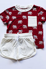 Load image into Gallery viewer, Elephant Bamboo Varsity Short Set - T-shirt &amp; Shorts
