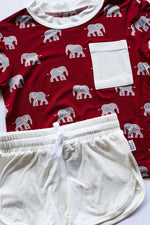 Load image into Gallery viewer, Elephant Bamboo Varsity Short Set - T-shirt &amp; Shorts
