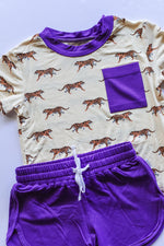 Load image into Gallery viewer, Tiger Bamboo Varsity Short Set - T-shirt &amp; Shorts
